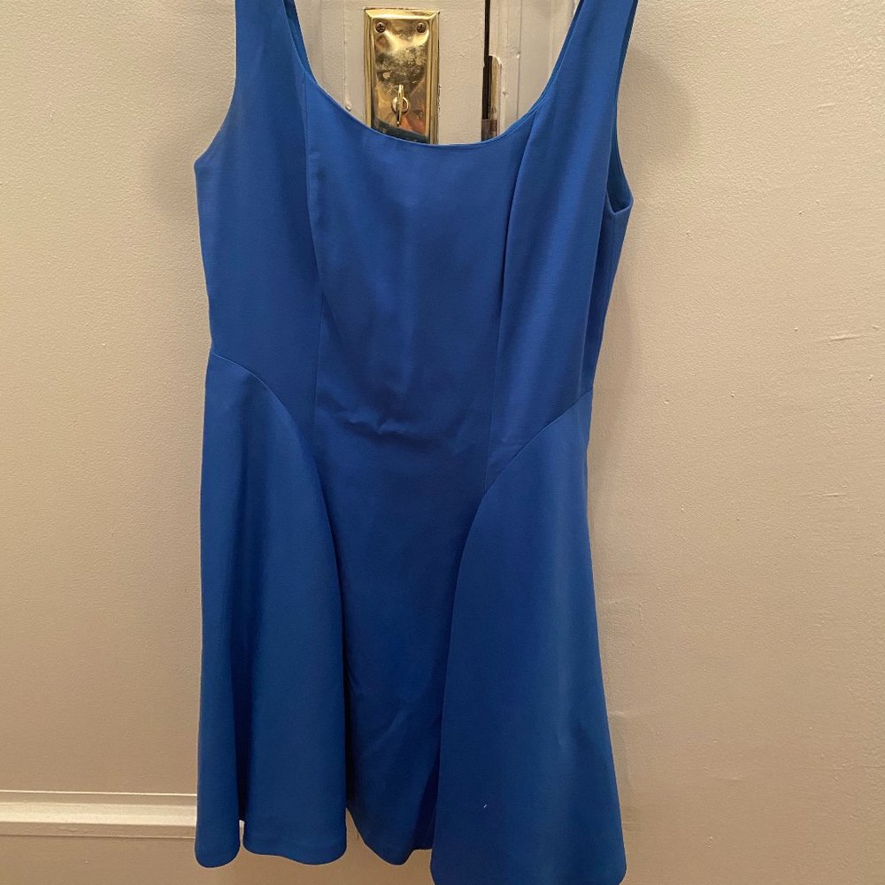 alice and olivia cobalt blue dress MAY HALTER NECK CHAIN WAIST GOWN in PALACE BLUE